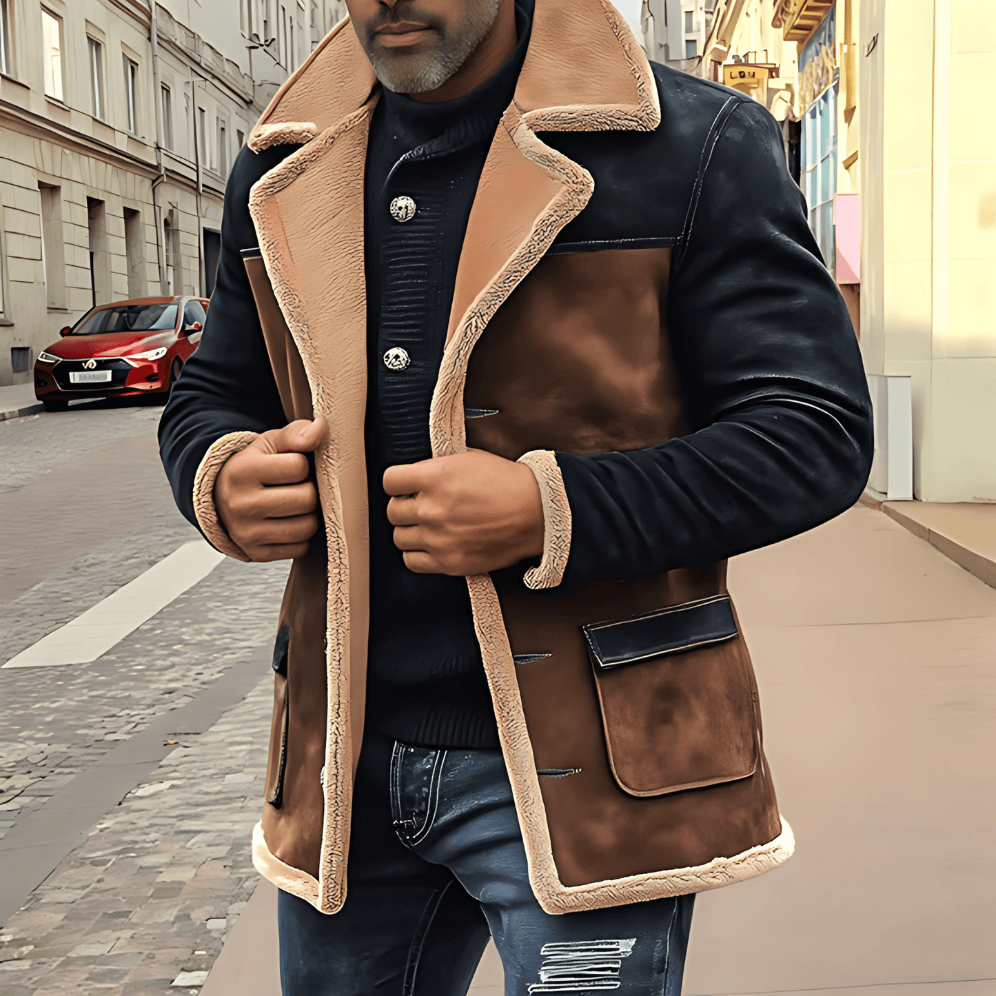Soft Faux Suede Shearling Lined Casual Coat - OutfitLondon
