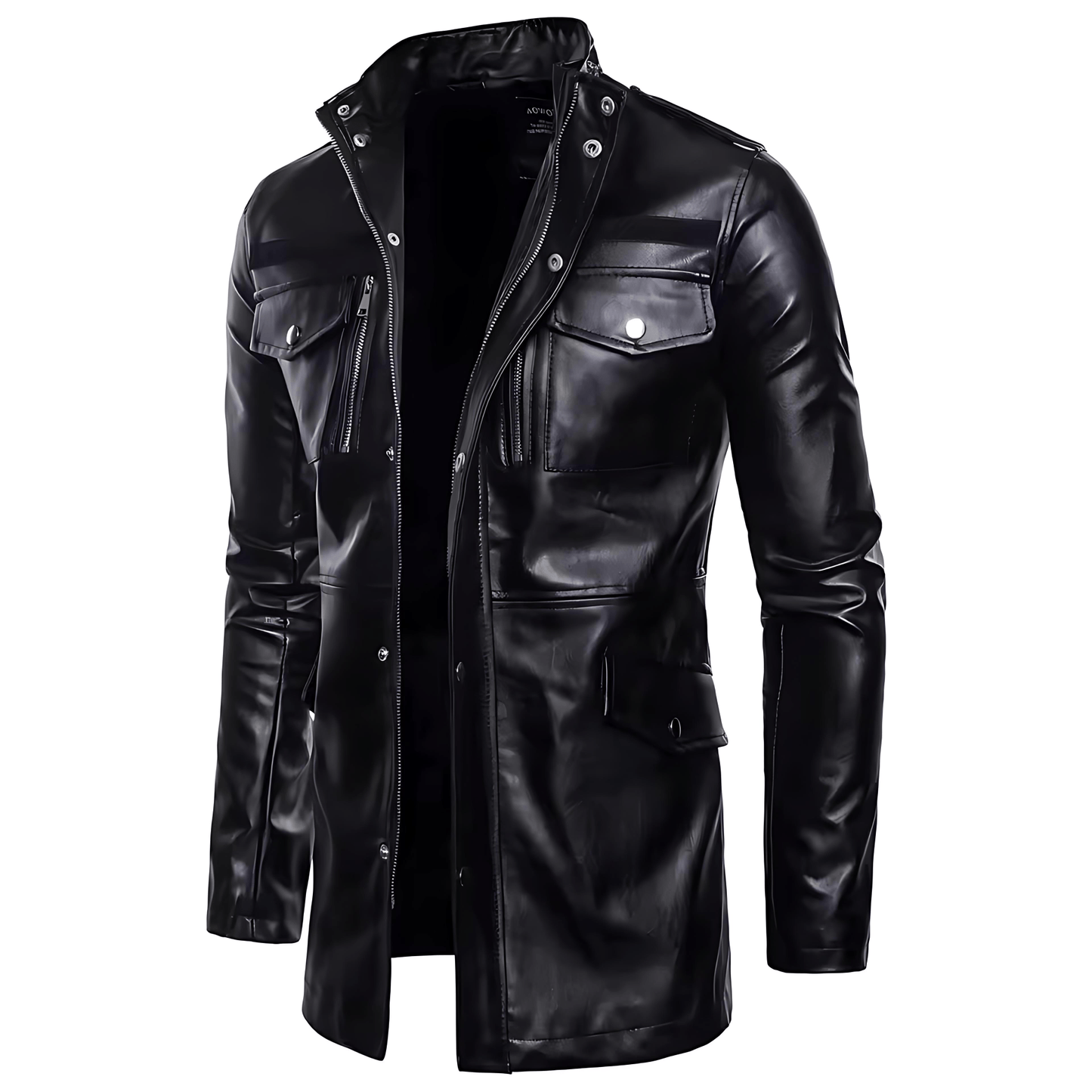 Slim Fit Zip Leather Biker Jacket - OutfitLondon