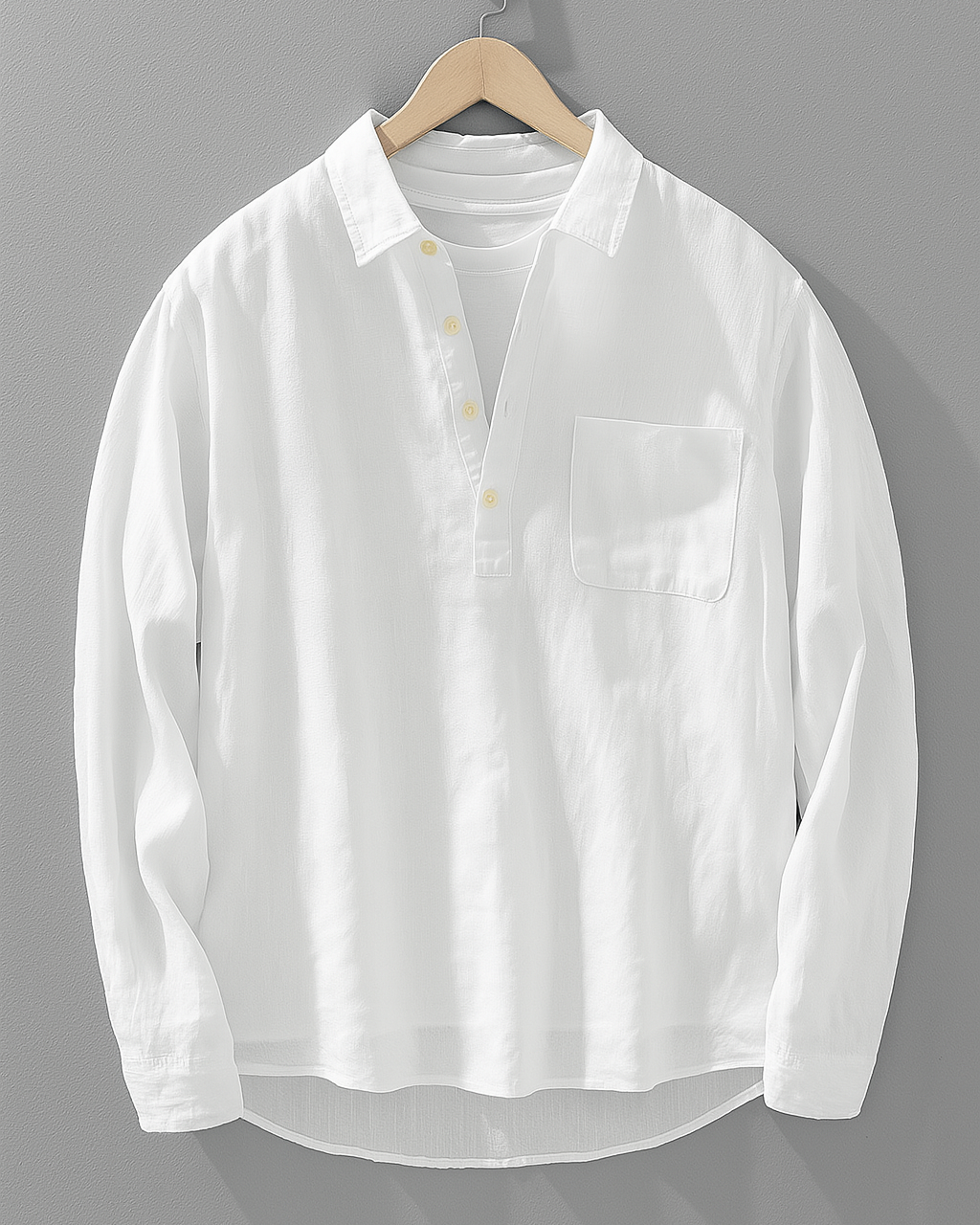 Men's Relaxed Fit Long Sleeve Cotton Shirt