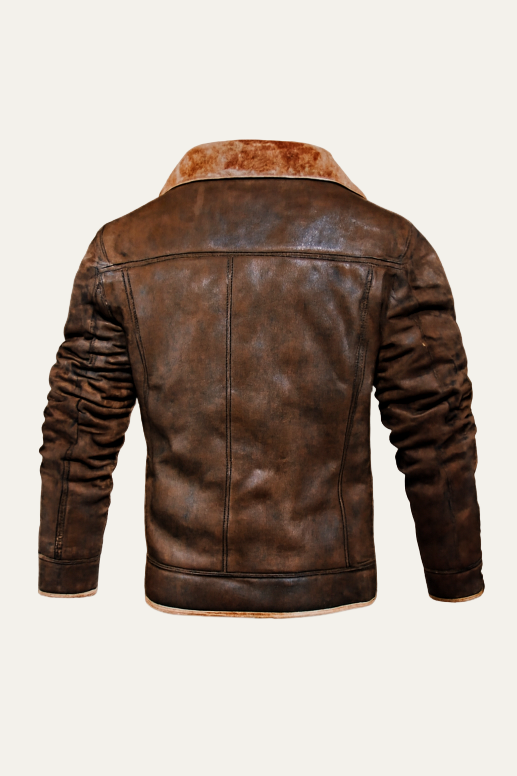 Warm Faux Leather Trucker Jacket with Pocket Patches