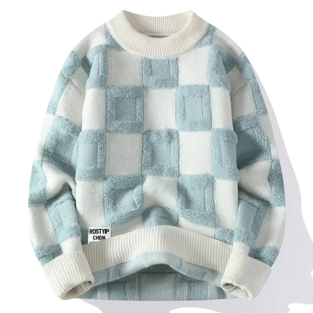 Classic Plaid Crew Neck Sweater for Men