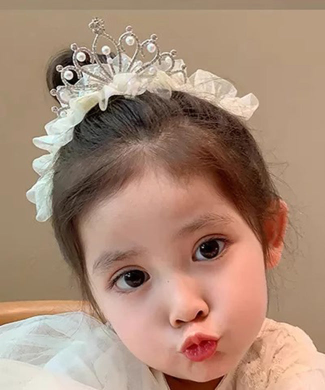 Girls Beige Tulle Hairpin Zircon Everyday Hair Accessory - OutfitLondon