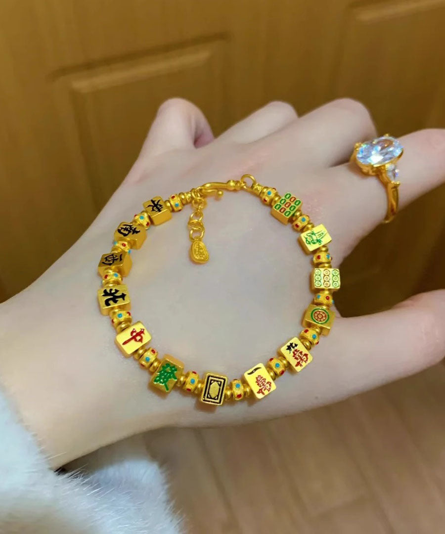 Gold Plated Sterling Silver Mahjong Charm Bracelet - OutfitLondon