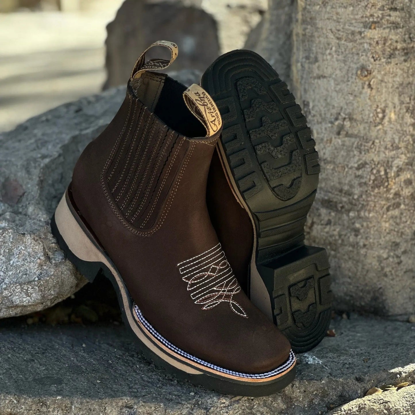 Rugged Leather Look Cowboy Boots for Men and Women