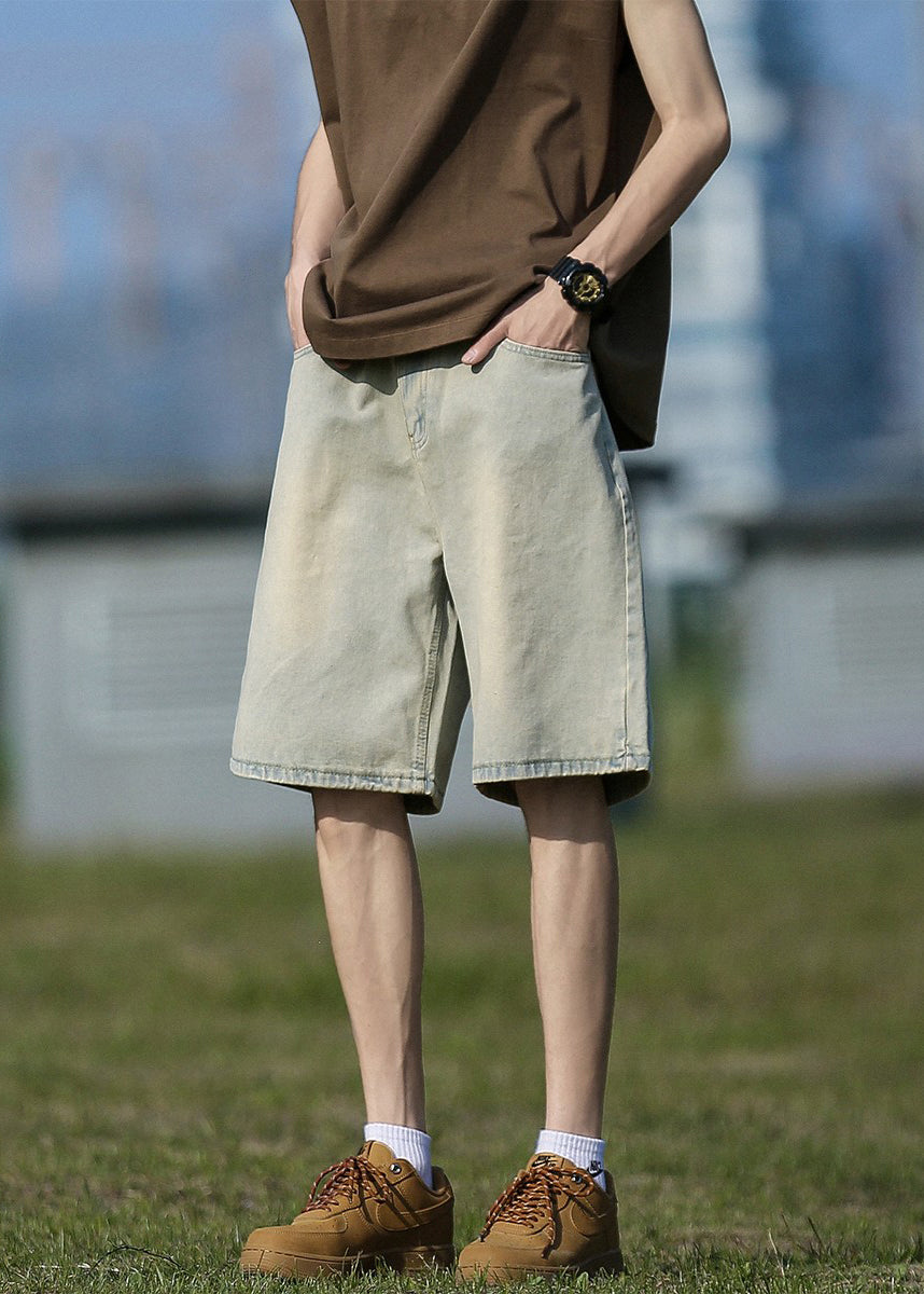Men's High Waist Denim Shorts With Pockets - OutfitLondon