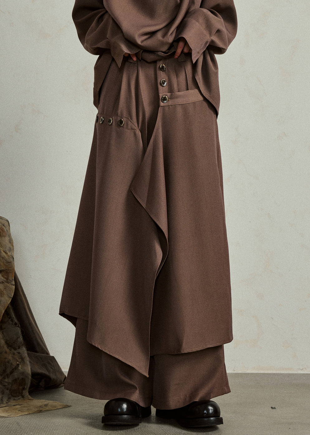 Women's High Waist Cotton Pants Asymmetric Skirt Design - OutfitLondon