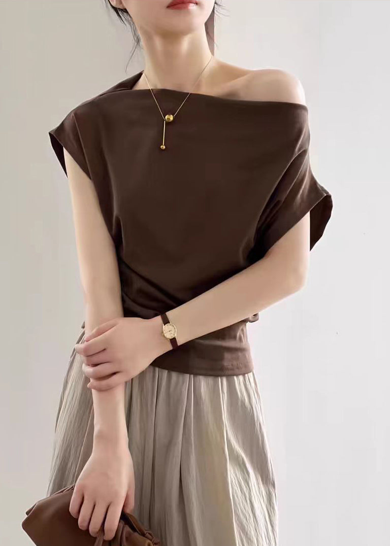 Women's Cotton Off Shoulder Tee Breathable Loose Fit - OutfitLondon