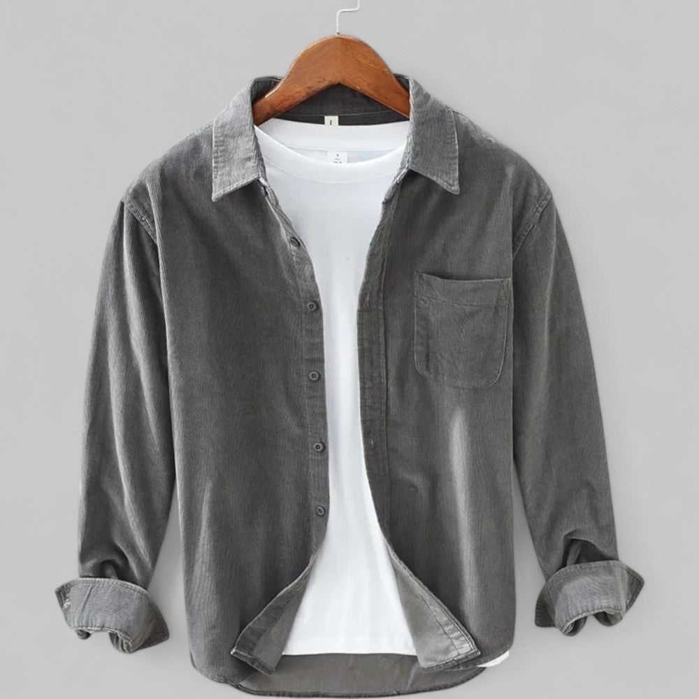 Men's Corduroy Shirt Long-Sleeve Retro Style