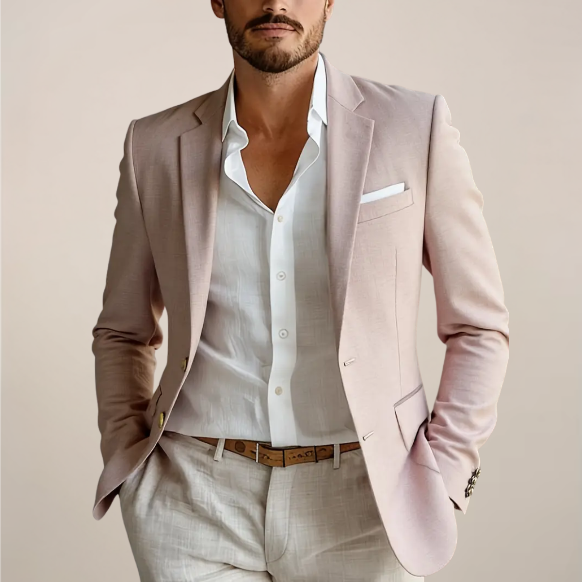 Slim Fit Linen Mix 2 Piece Suit – No Jacket