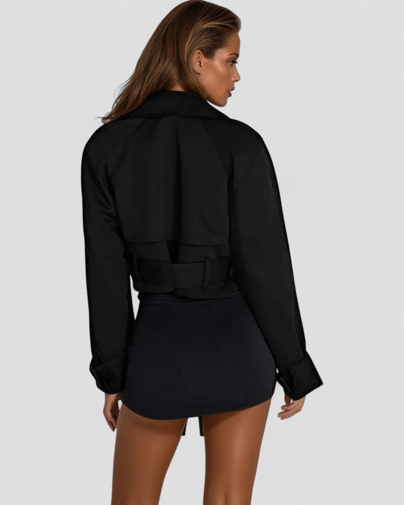 Classic Short Belted Trench Coat for Women