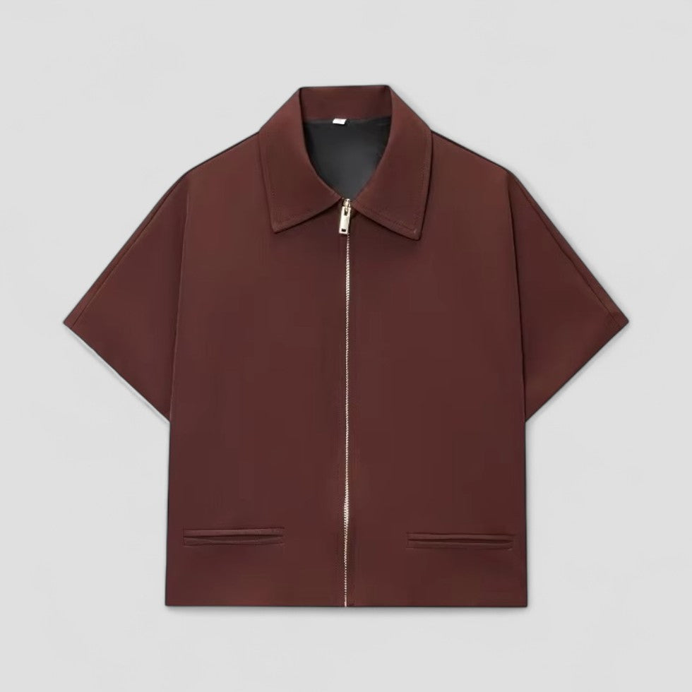 Casual Short Sleeve Zip Jacket for Women