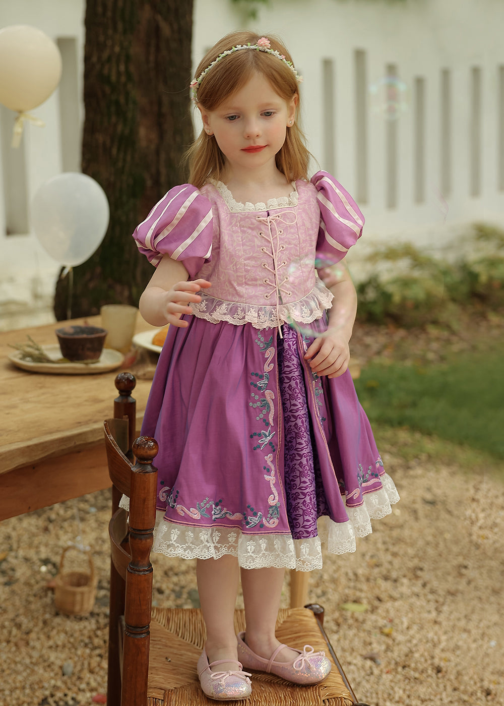 Girls Violet Cotton Maxi Dress Breathable Comfort - OutfitLondon