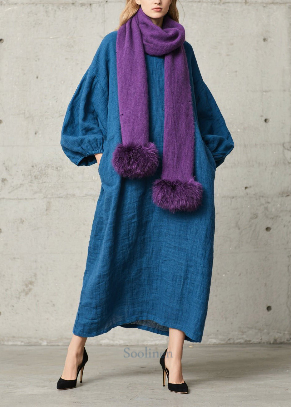 Women's Cotton Vacation Dress Oversized Peacock Blue - OutfitLondon