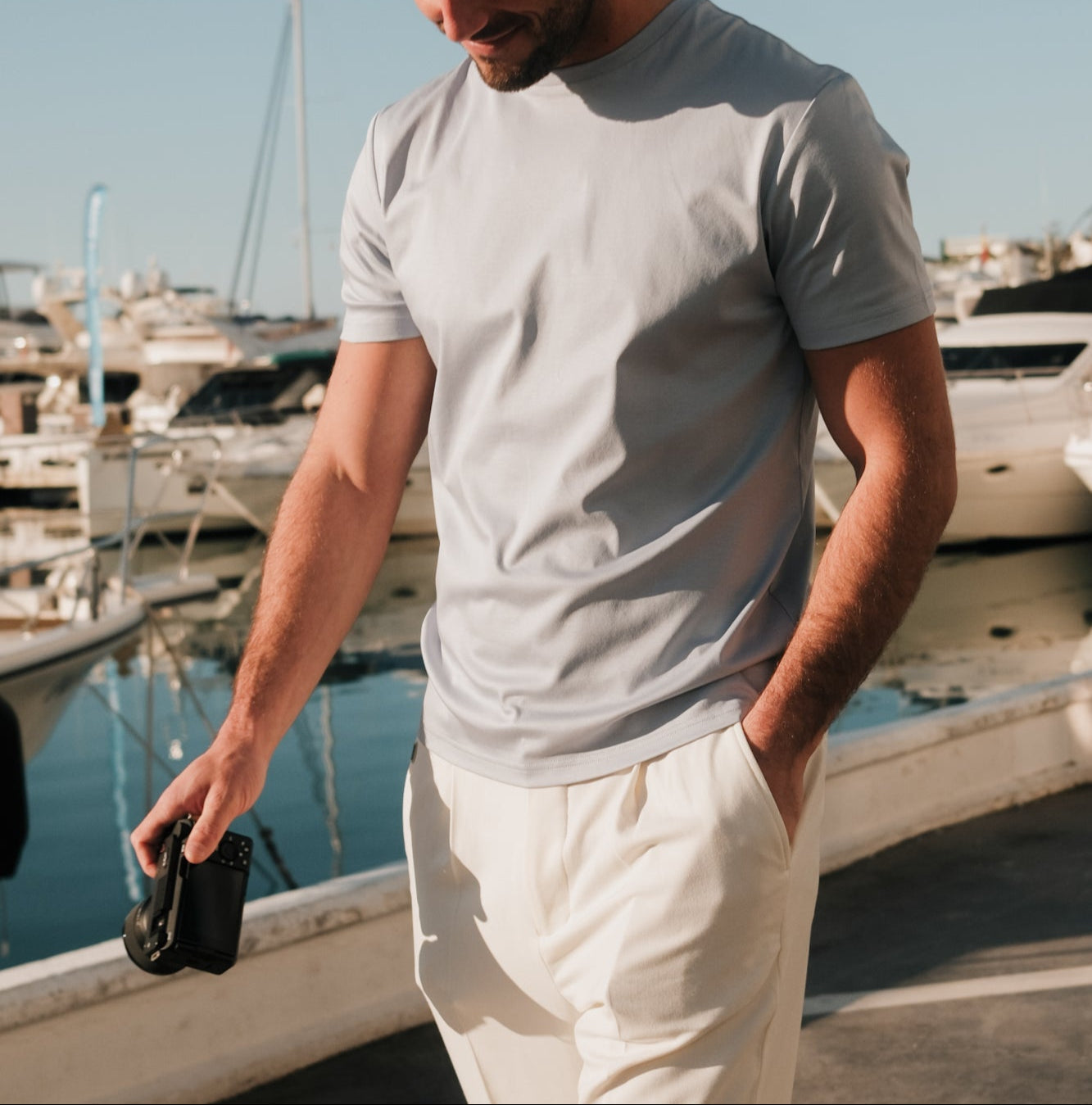 Luxury Soft Men's Crew Neck Tee - Smooth Satin Feel