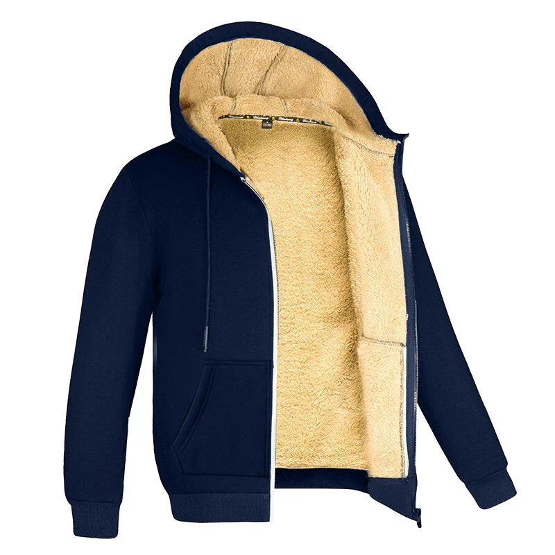 Warm Men's Fleece Hoodie with Faux Fur Inside