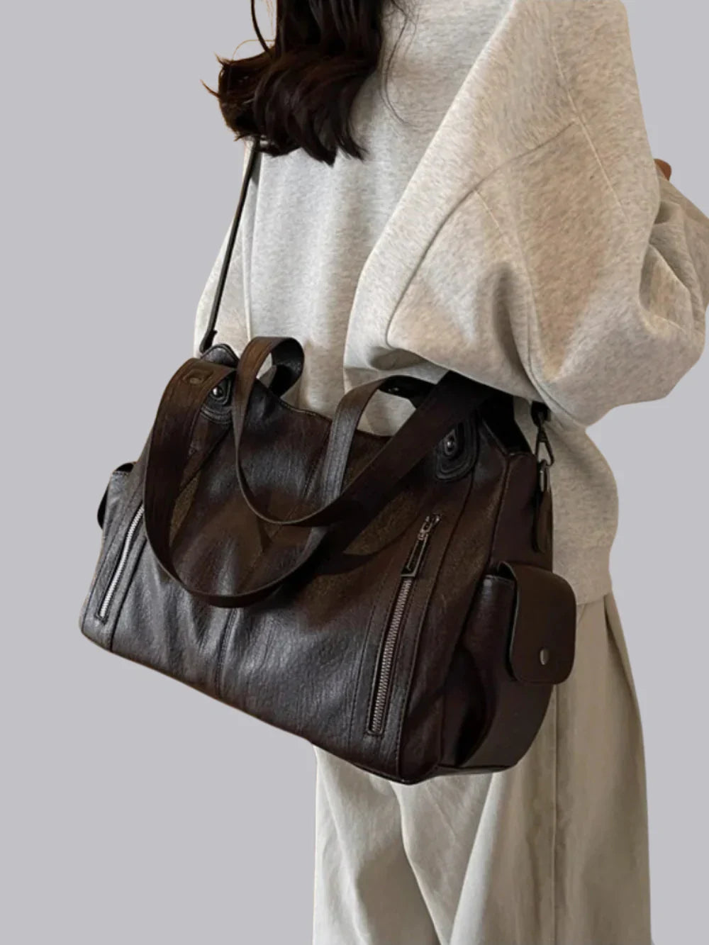 Stylish Faux Leather Tote Bag for Ladies