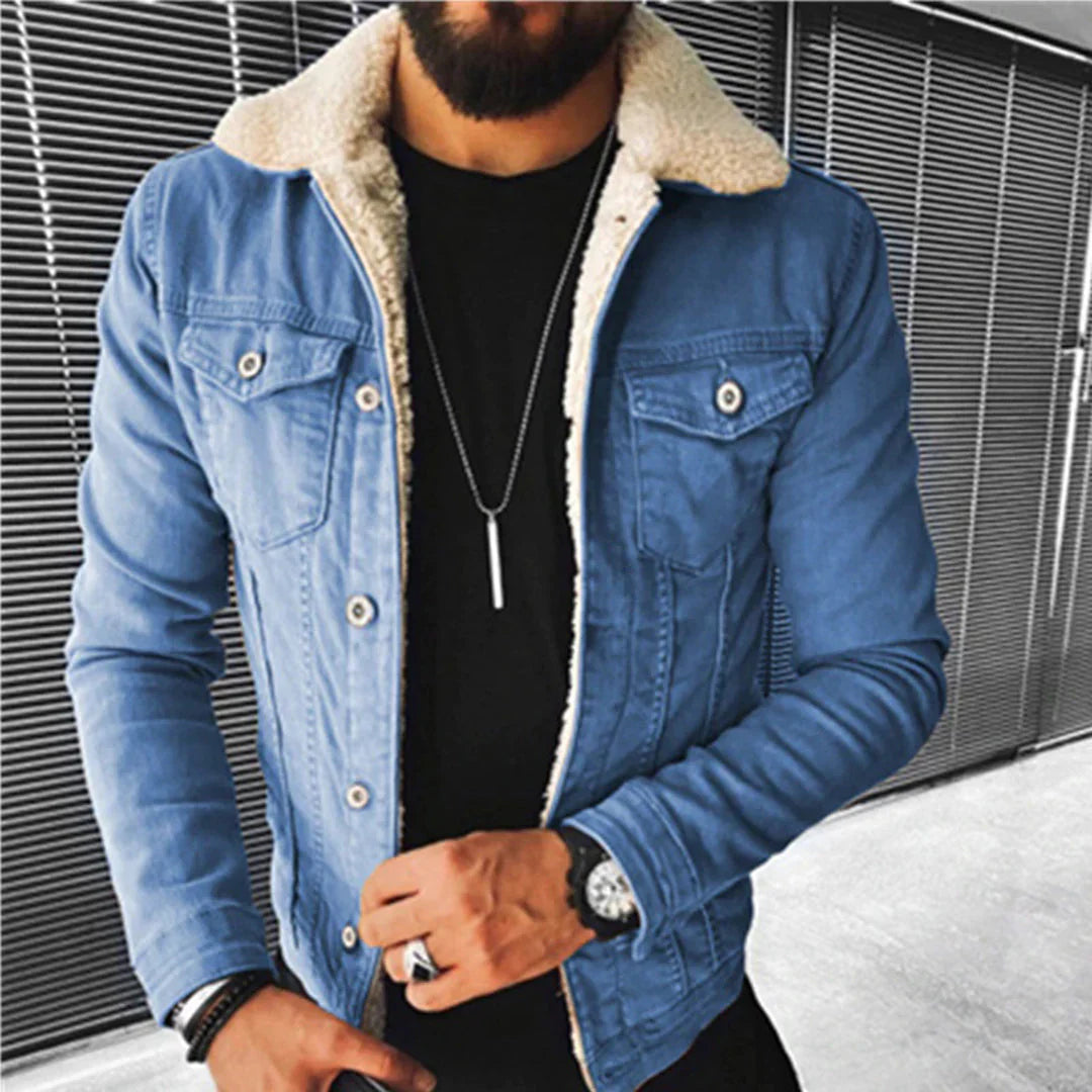 Vintage Style Denim Jacket with Relaxed Fit
