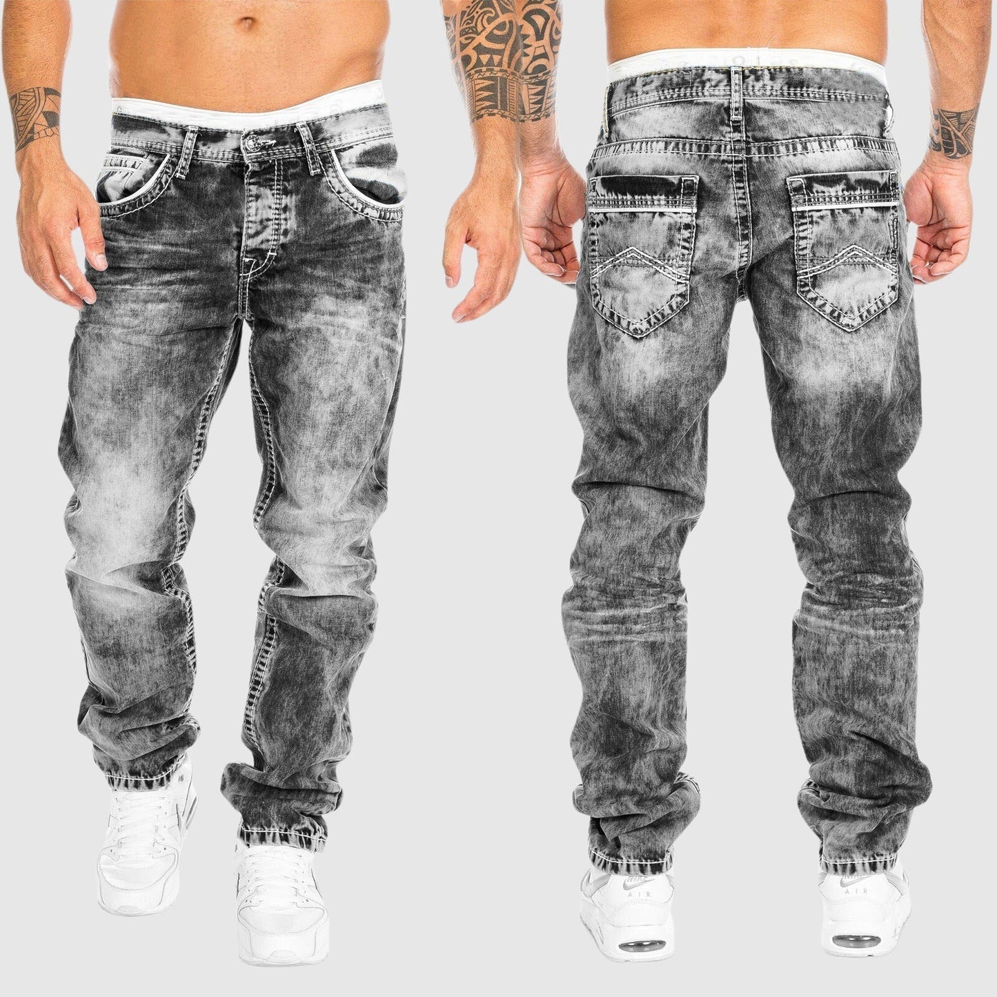 Comfortable Classic Mens Casual Jeans with Pockets
