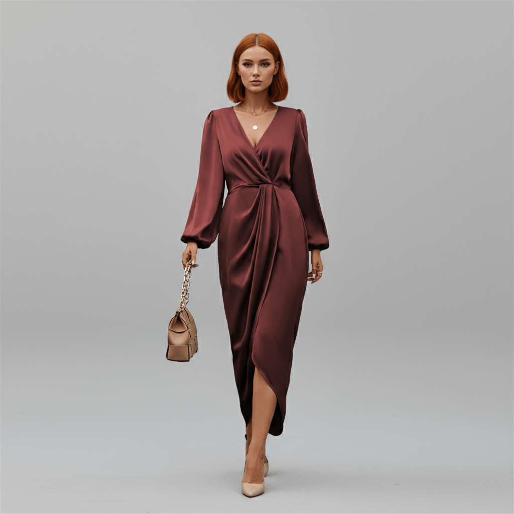 Chic Floral Midi Wrap Around Dress