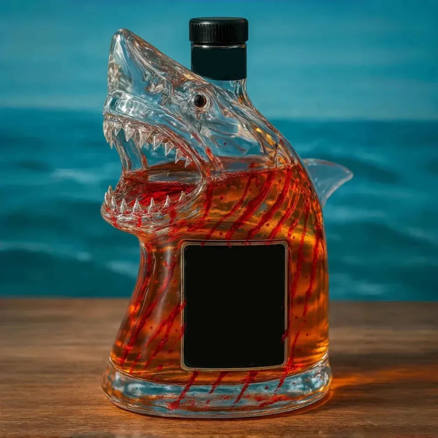 Vibrant Shark Figurine Glass Vase Table Decor