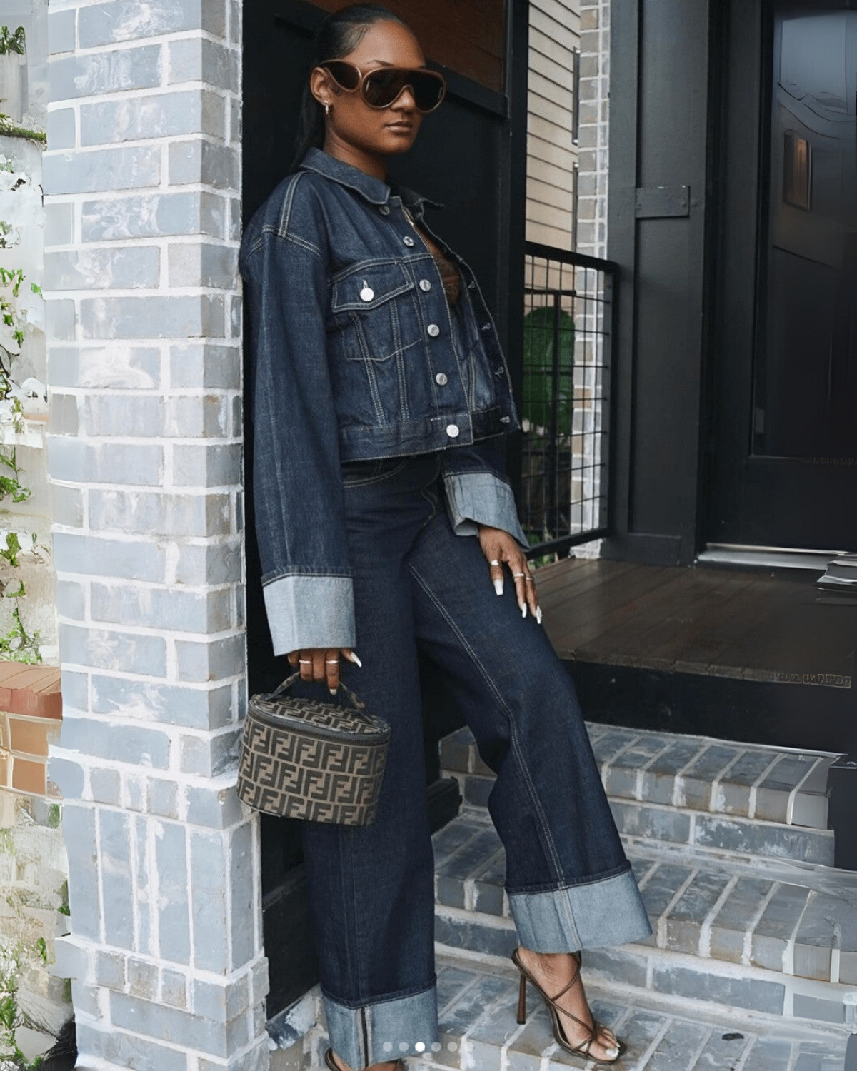 Womens Classic Denim Jacket and Jeans Set