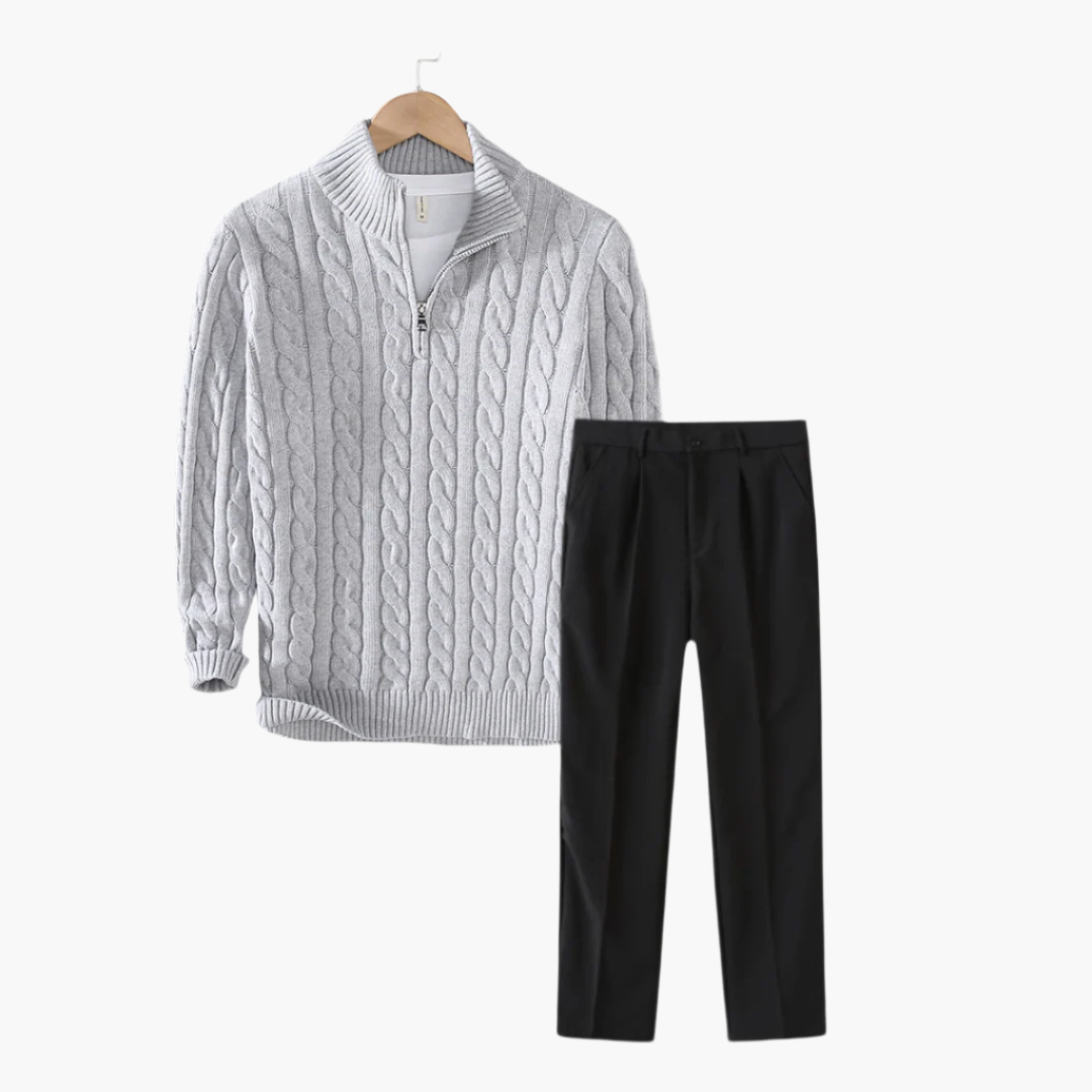 Timeless Pullover Sweater and Slim Fit Pants Set - OutfitLondon