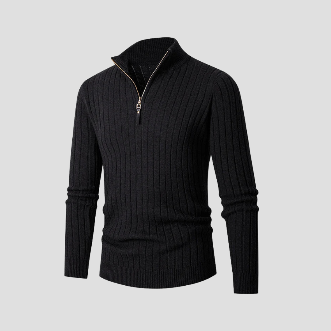 Men's Thick Ribbed Quarter Zip Pullover Sweater