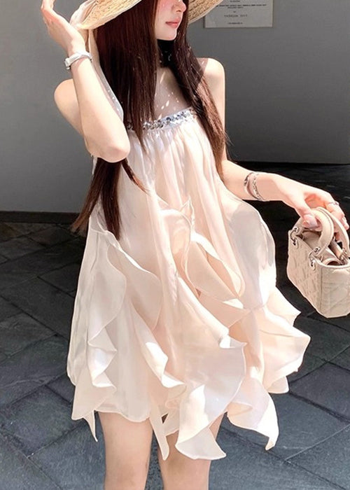 Women's Apricot Silk Blend Evening Dress Spaghetti Strap - OutfitLondon