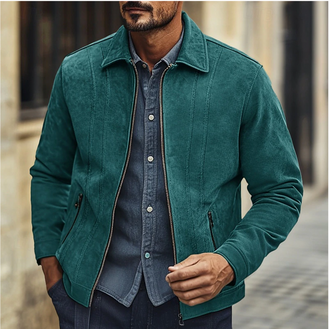 Luxury Suede Mens Bomber Coat