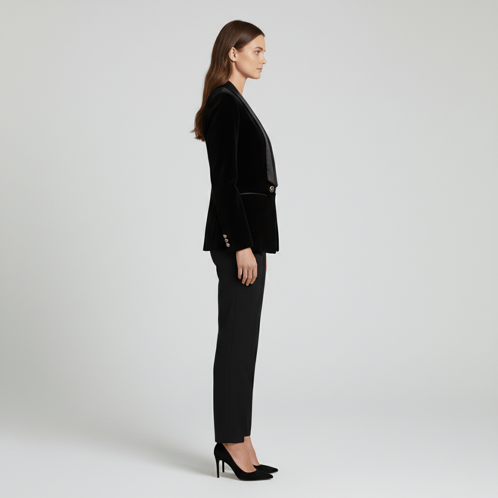 Luxury Soft Velvet Tuxedo Jacket Satin Trim