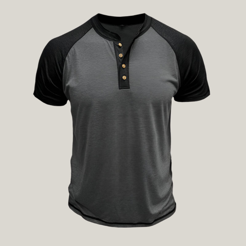 Relaxed Fit Mens Button Front Tee Shirt