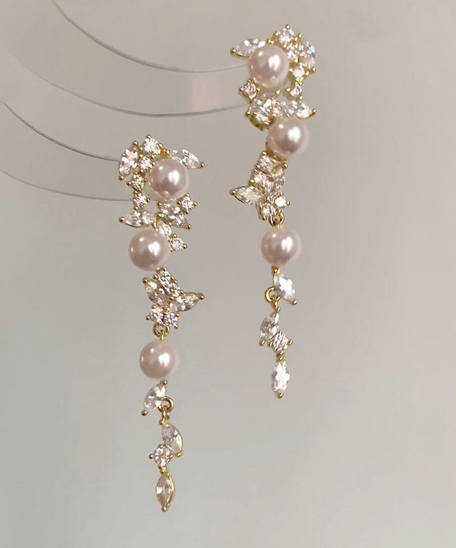 Women's Copper Pearl Drop Earrings - OutfitLondon
