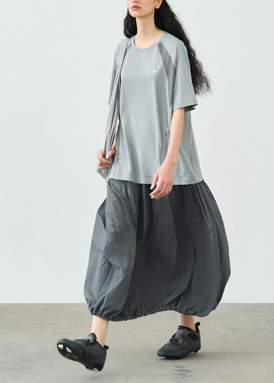 Women's Grey Cotton Maxi Dress Lightweight - OutfitLondon