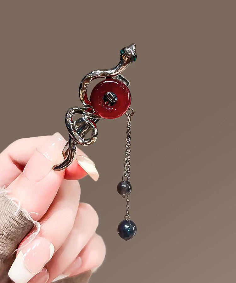 Women's Black Alloy Hairpin With Serpentine Loop - OutfitLondon