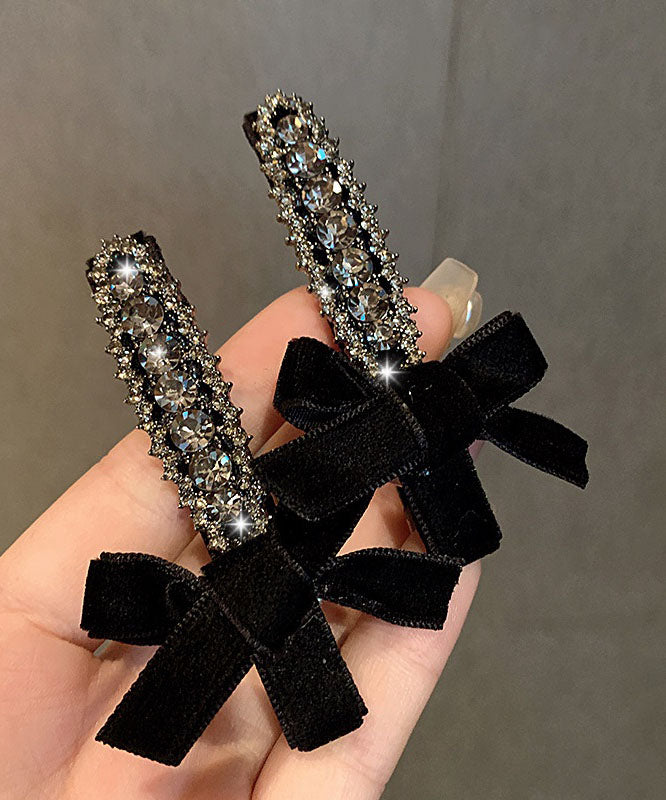 Women's Velvet Hair Pins Sparkling Alloy Pair - OutfitLondon
