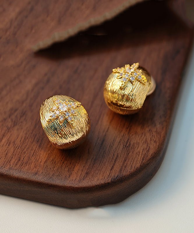 Women's Gold Plated Copper Zircon Stud Earrings - OutfitLondon