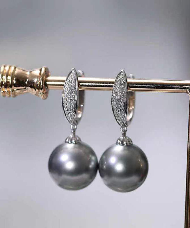 Women's Sterling Silver Earrings Zircon Pearl Drop - OutfitLondon