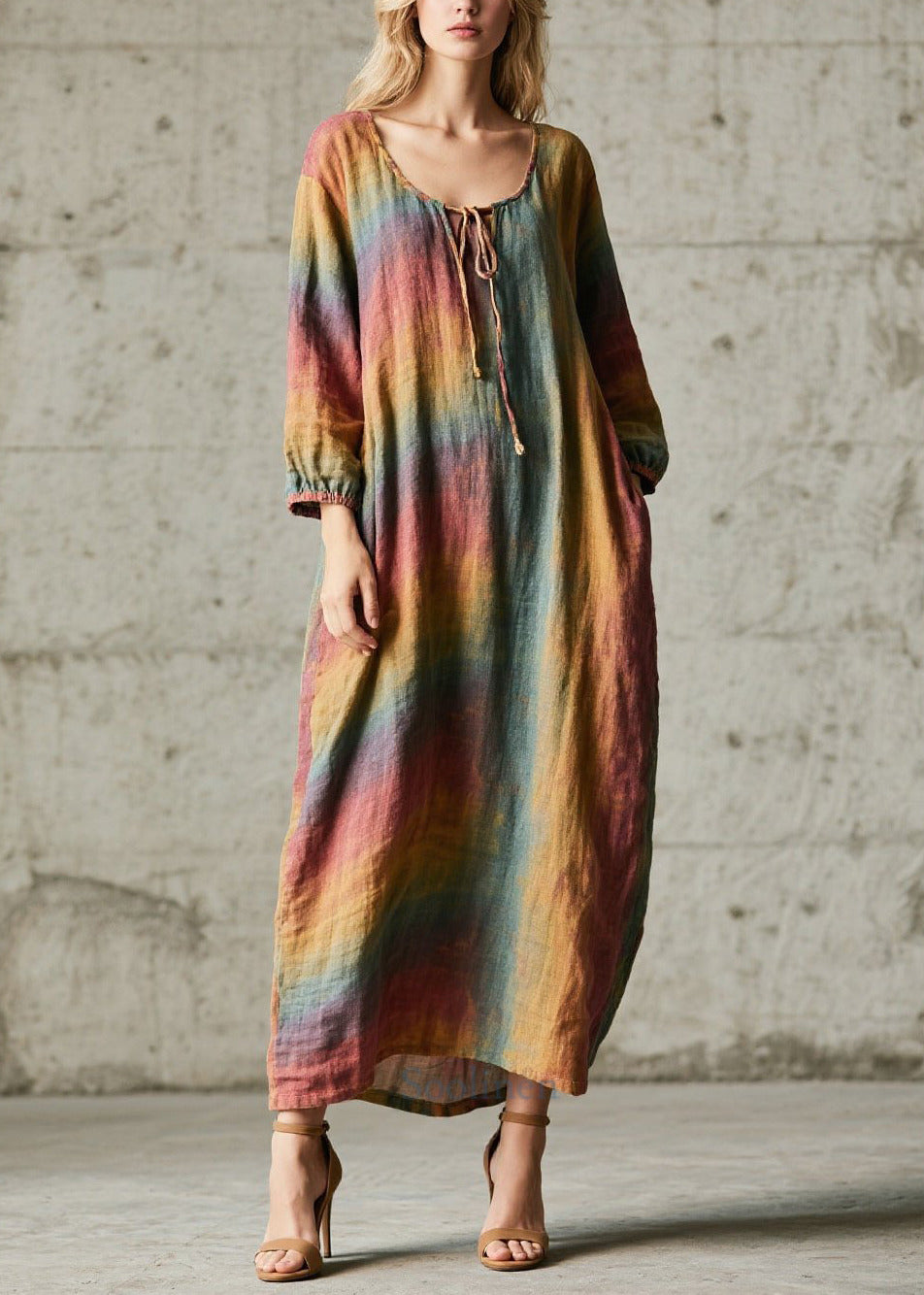 Women's Cotton Tie Dye Dress Oversized Relaxed Fit - OutfitLondon