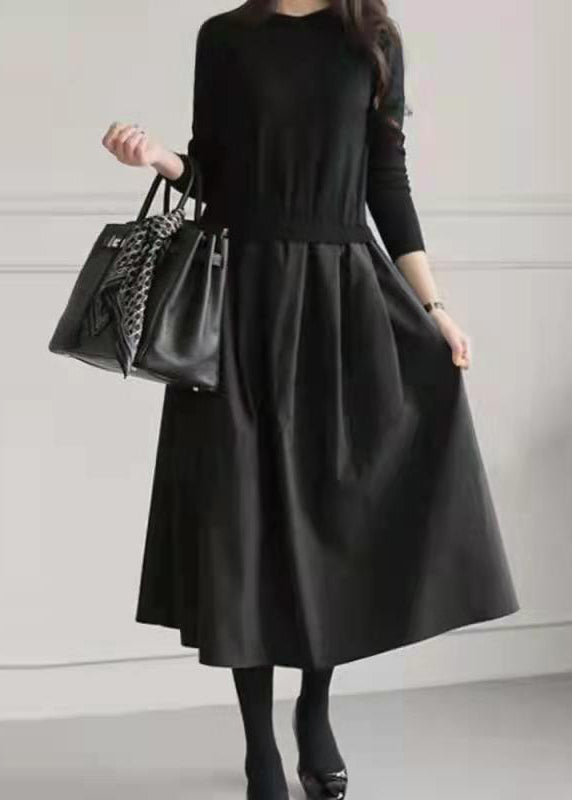 Women's Patchwork Dress Faux Two Piece Extra Large Hem - OutfitLondon
