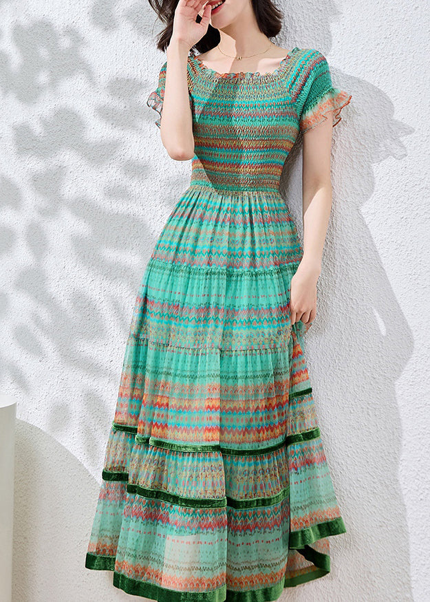 Women's Patchwork Cotton Summer Dress Blue Lightweight - OutfitLondon