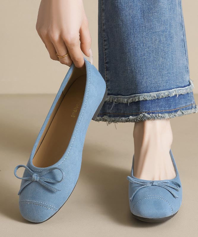 Women's Suede Moccasins Blue Comfortable - OutfitLondon