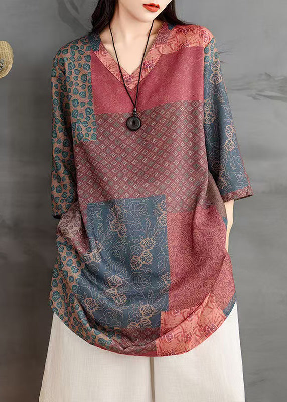 Women's Linen Blend V-Neck Shirt Breathable Cotton - OutfitLondon