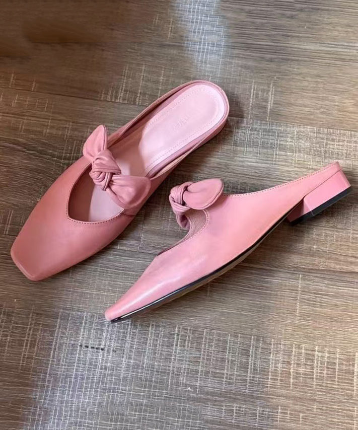Women's Square Toe Sandals Pink Faux Leather 3cm Heel Cushioned - OutfitLondon