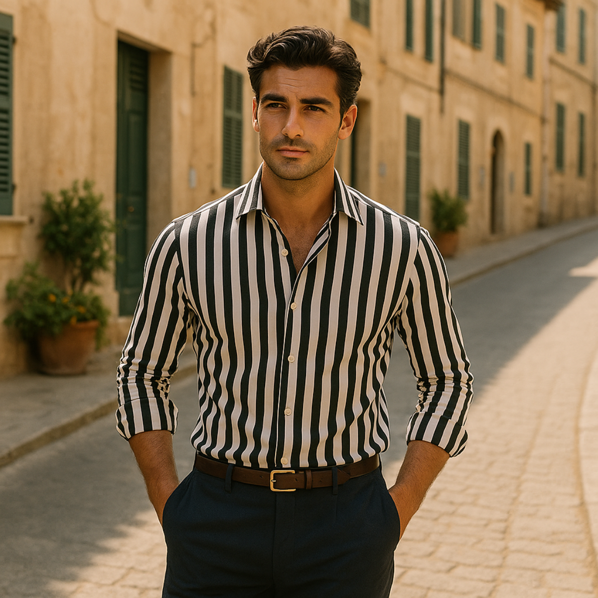 Classic Striped Cotton Dress Shirt