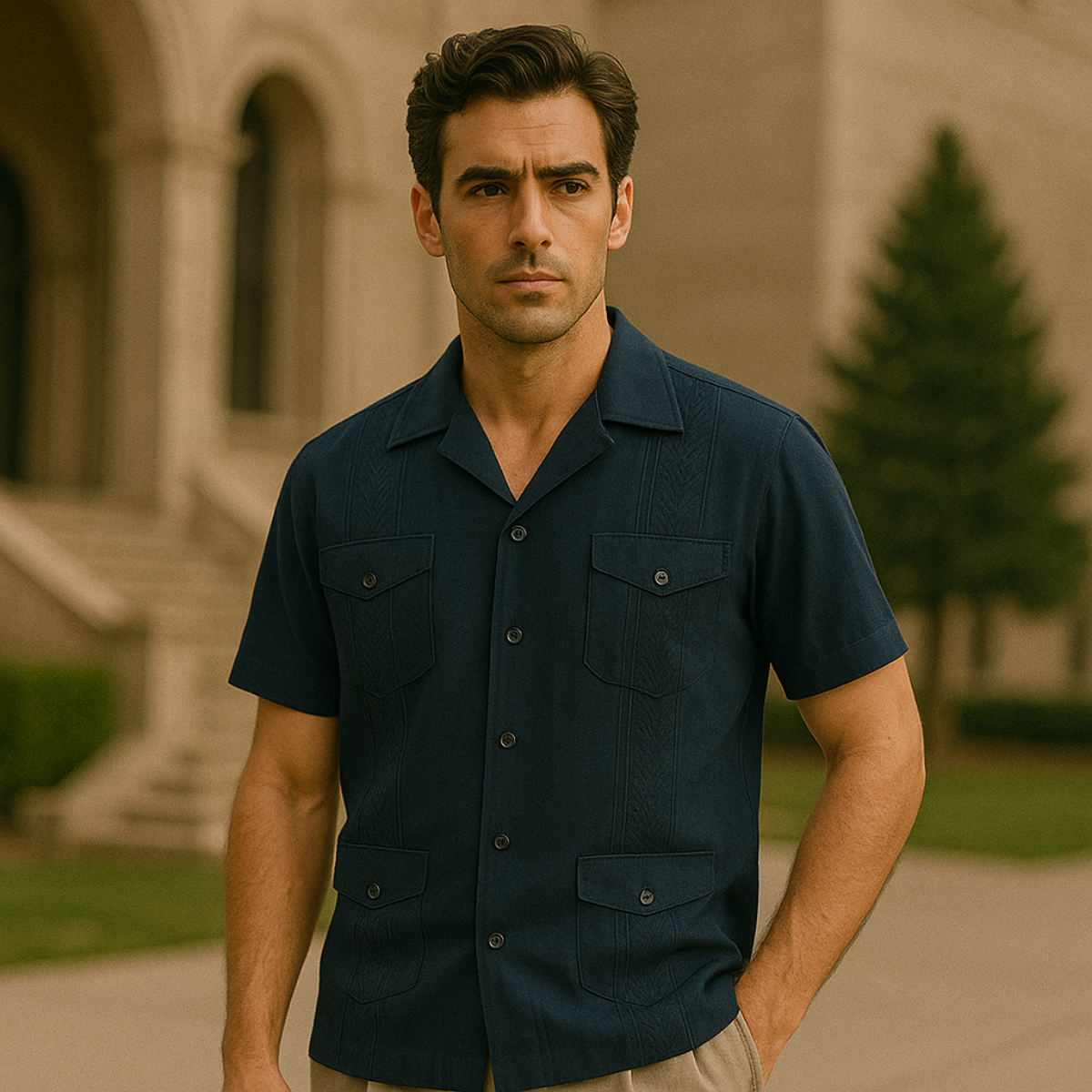 Relaxed Fit Linen Casual Shirt for Men