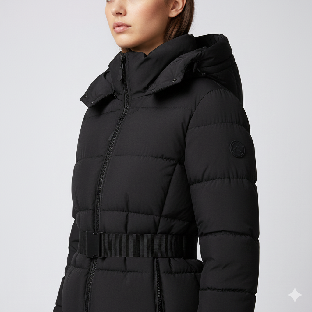 Fashionable Ladies Cotton Coat with Fitted Waist