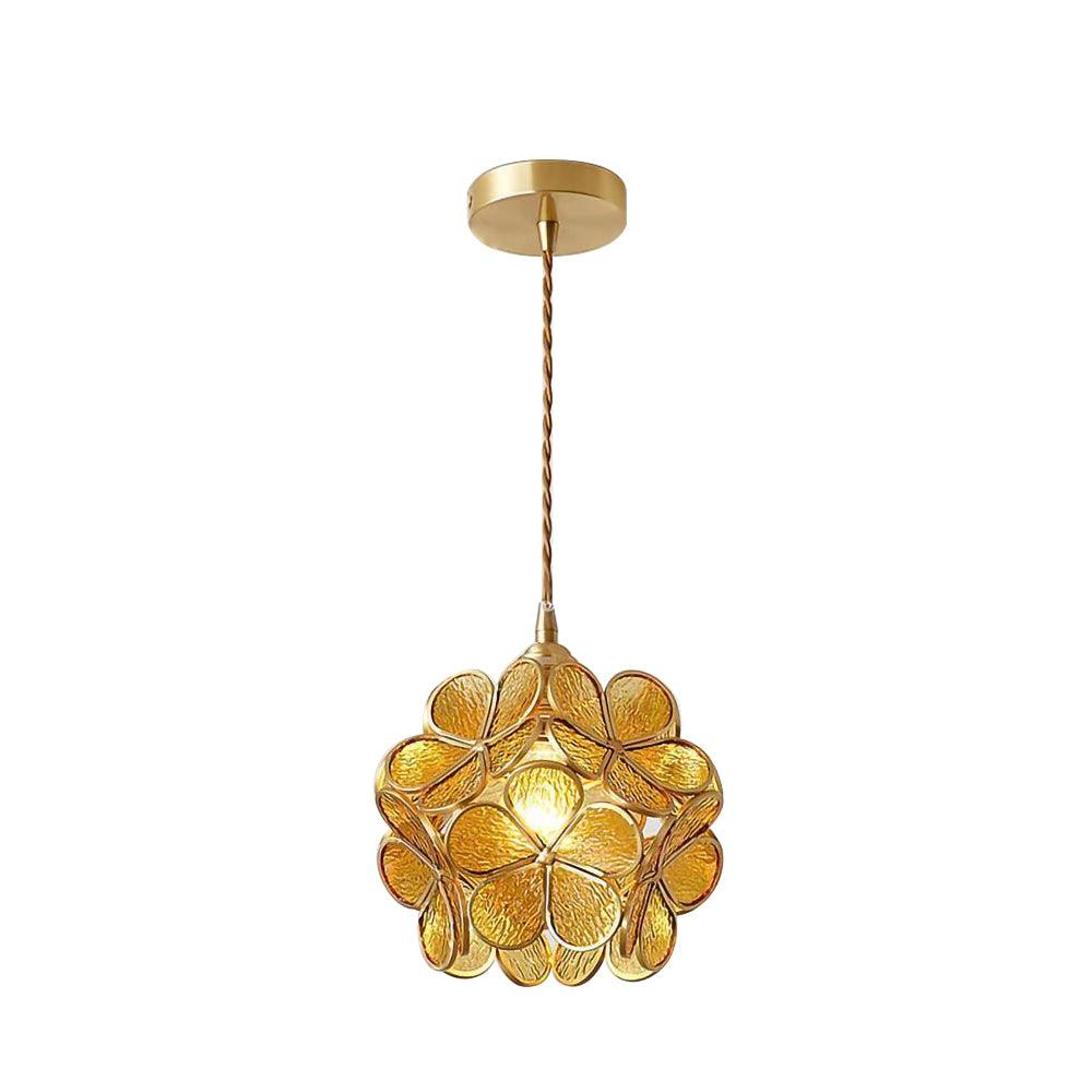 Classic Glass Pendant Light with Brass Accent