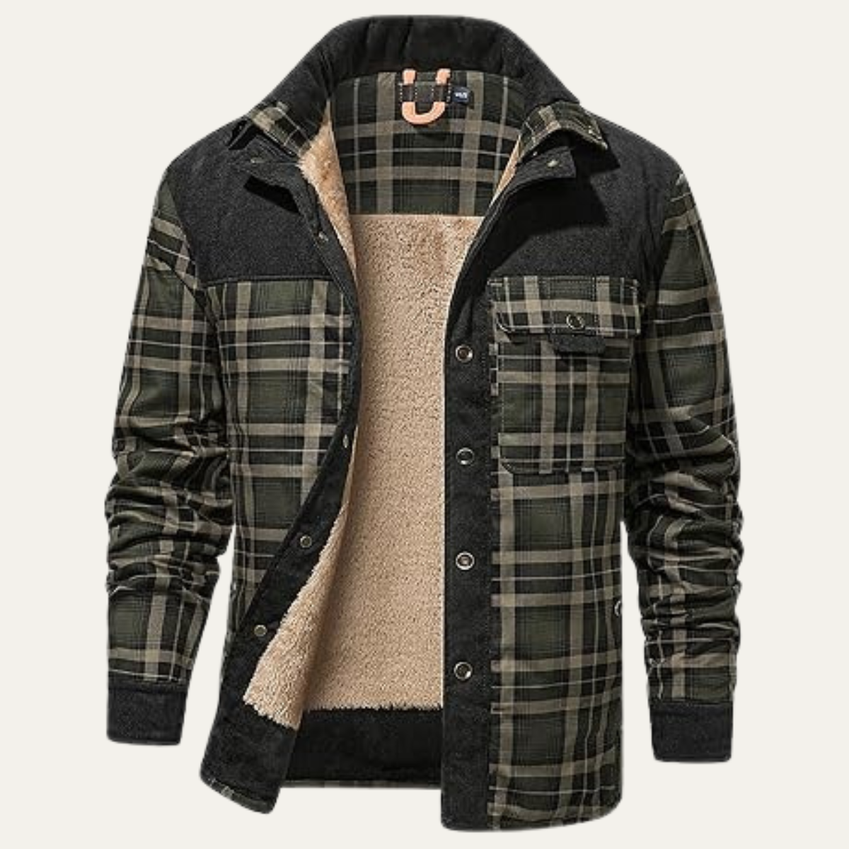 Warm Mens Fleece Lined Flannel Shirt Jacket