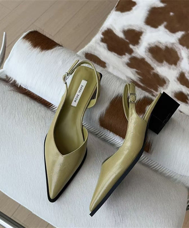 Women's Faux Leather Sandals Pointed Toe Thick Heel - OutfitLondon