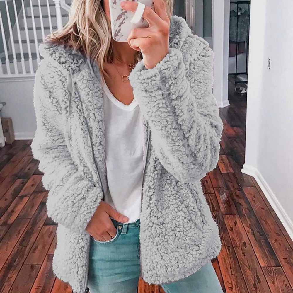 Cozy Fleece Hooded Jacket for Women